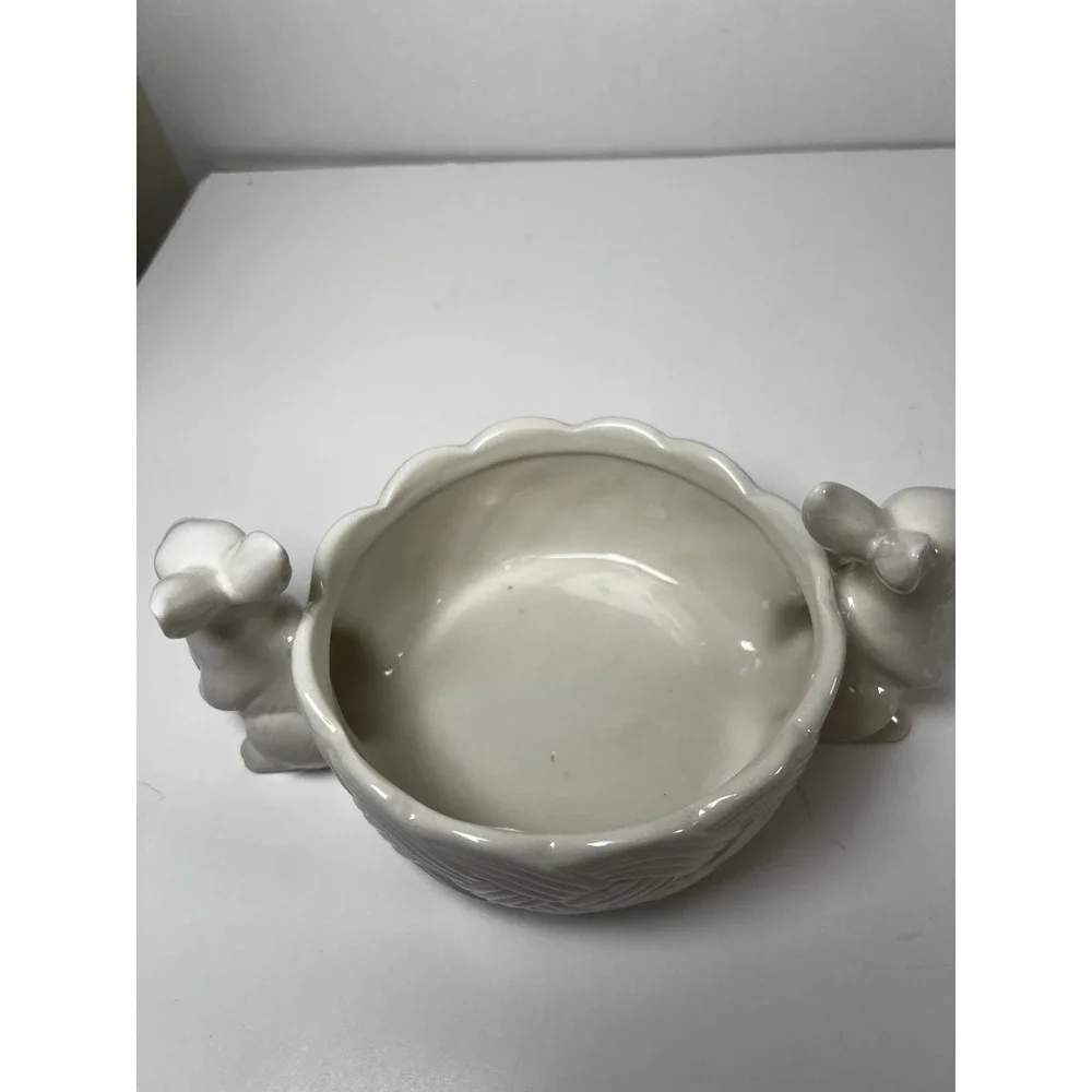 Bunny Love Double‎ Bunny Handled Bowl | Ceramic Easter Candy Dish | NEW